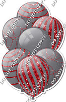All Grey Balloons - Red Sparkle Accents