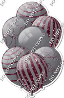 All Grey Balloons - Burgundy Sparkle Accents