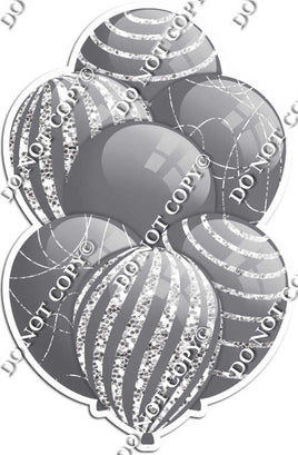 All Grey Balloons - Light Silver Sparkle Accents