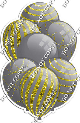 All Grey Balloons - Yellow Sparkle Accents