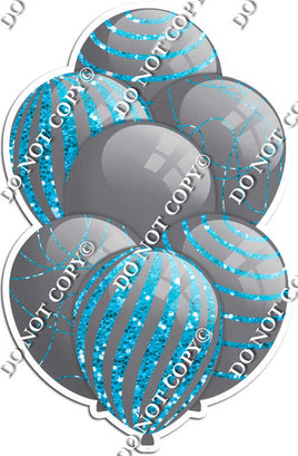 All Grey Balloons - Caribbean Sparkle Accents