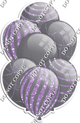 All Grey Balloons - Lavender Sparkle Accents