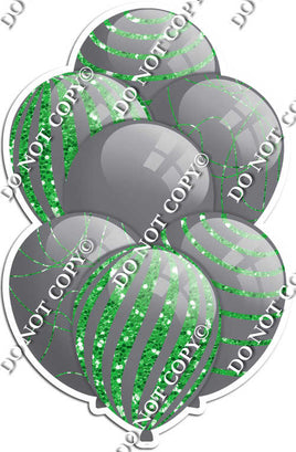All Grey Balloons - Lime Green Sparkle Accents