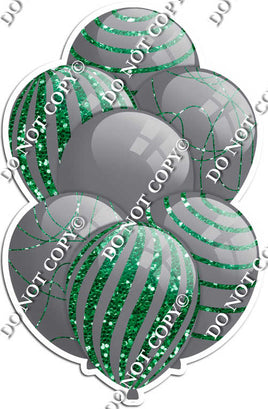 All Grey Balloons - Green Sparkle Accents