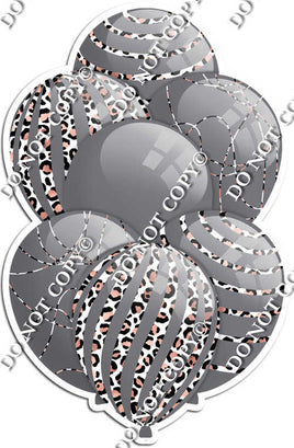 All Grey Balloons - White Leopard Sparkle Accents