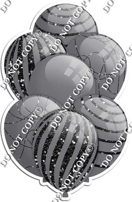 All Grey Balloons - Black Sparkle Accents