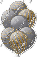All Grey Balloons - Gold Sparkle Accents