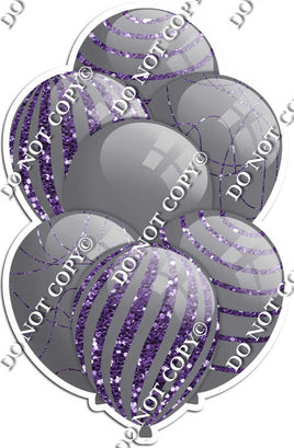 All Grey Balloons - Purple Sparkle Accents