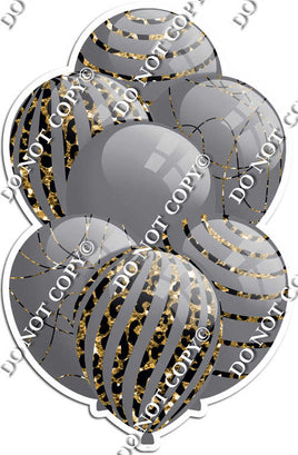 All Grey Balloons - Gold Leopard Sparkle Accents