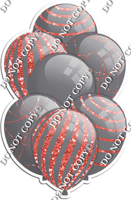 All Grey Balloons - Coral Sparkle Accents