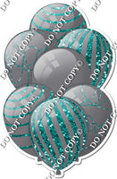 All Grey Balloons - Teal Sparkle Accents