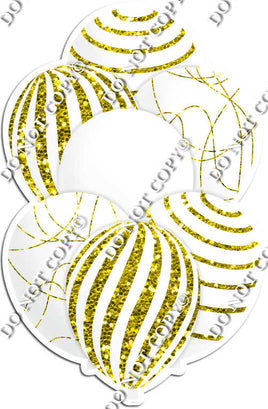 All White Balloons - Yellow Sparkle Accents