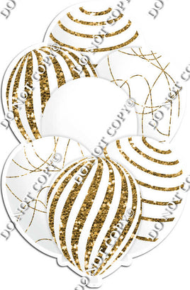 All White Balloons - Gold Sparkle Accents