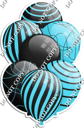 Black & Baby Blue Balloons - Flat Black Accents