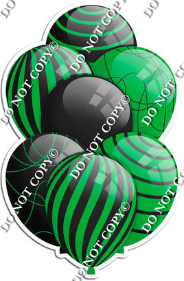 Black & Green Balloons - Flat Black Accents