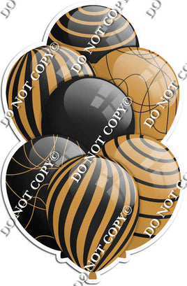 Black & Gold Balloons - Flat Black Accents