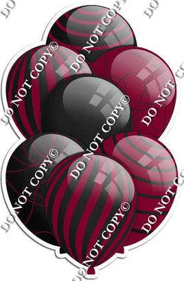 Black & Burgundy Balloons - Flat Black Accents