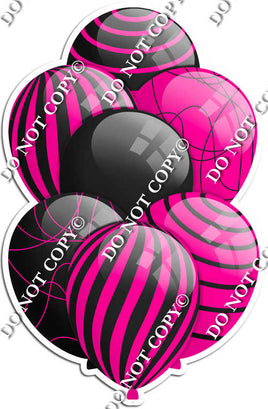 Black & Hot Pink Balloons - Flat Black Accents