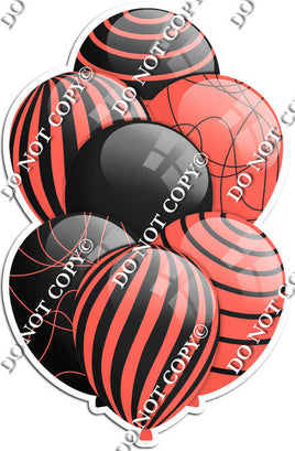 Black & Coral Balloons - Flat Black Accents