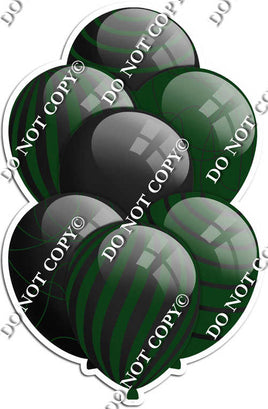 Black & Hunter Green Balloons - Flat Black Accents