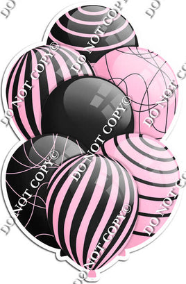 Black & Baby Pink Balloons - Flat Black Accents