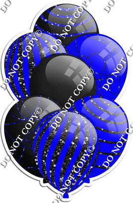 Black & Blue Balloons - Black Sparkle Accents