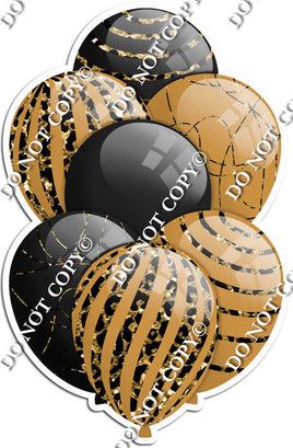 Black & Gold Leopard Balloons - Black Sparkle Accents