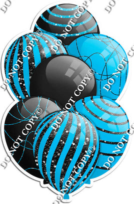 Black & Caribbean Balloons - Black Sparkle Accents