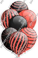 Black & Coral Balloons - Black Sparkle Accents