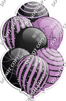 Black & Lavender Balloons - Black Sparkle Accents