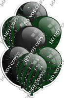 Black & Hunter Green Balloons - Black Sparkle Accents