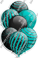Black & Teal Balloons - Black Sparkle Accents