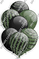 Black & Sage Balloons - Black Sparkle Accents