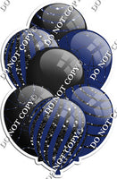 Black & Navy Blue Balloons - Black Sparkle Accents