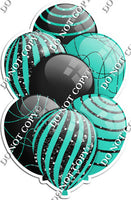 Black & Mint Balloons - Black Sparkle Accents