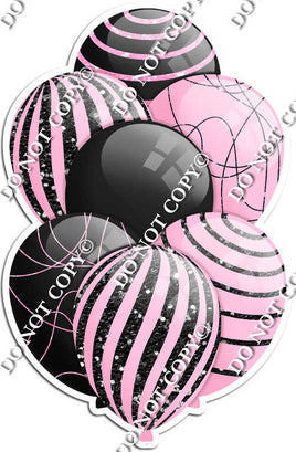 Black & Baby Pink Balloons - Black Sparkle Accents
