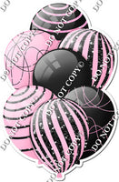 Black & Baby Pink Balloons - Black Sparkle Accents