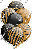 Black & Gold Balloons - Black Sparkle Accents