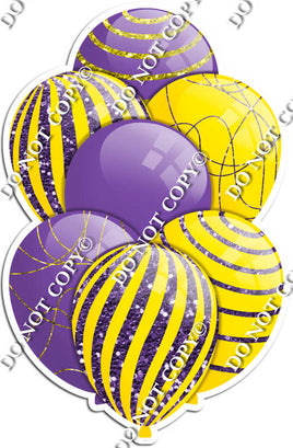 Purple & Yellow Balloons - Sparkle Accents