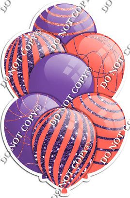 Purple & Coral Balloons - Sparkle Accents