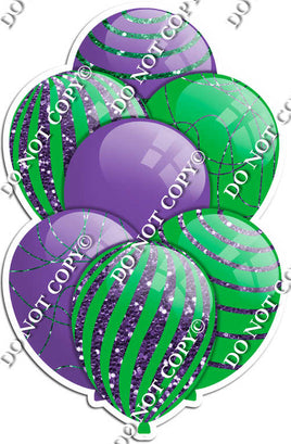 Purple & Green Balloons - Sparkle Accents