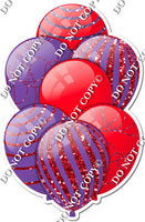 Red & Purple Balloons - Sparkle Accents