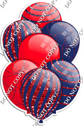 Red & Navy Blue Balloons - Sparkle Accents