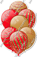 Gold & Red Balloons - Sparkle Accents