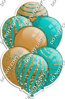 Gold & Teal Balloons - Sparkle Accents