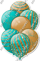 Gold & Teal Balloons - Sparkle Accents