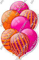 Hot Pink & Orange Balloons - Sparkle Accents