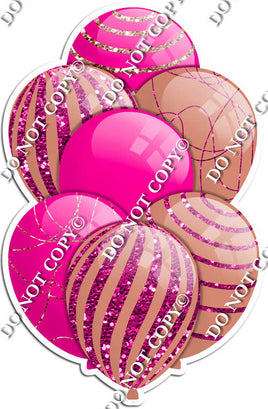 Hot Pink & Rose Gold Balloons - Sparkle Accents