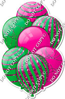 Hot Pink & Green Balloons - Sparkle Accents