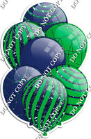 Navy Blue & Green Balloons - Sparkle Accents